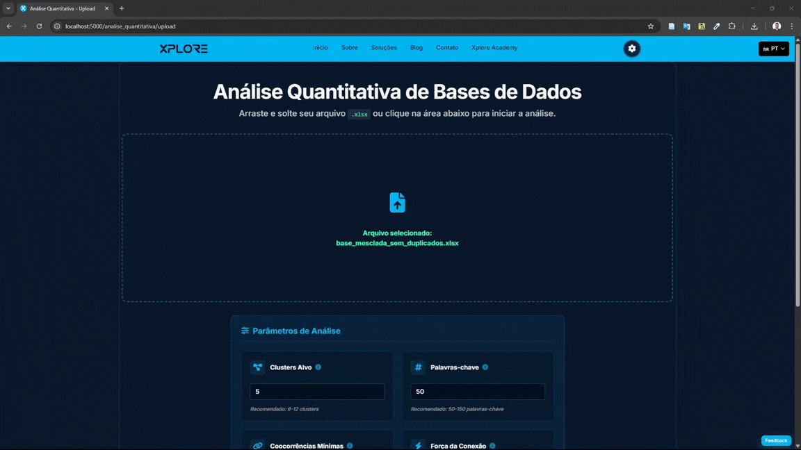 Demonstração da ferramenta Análise Quantitativa