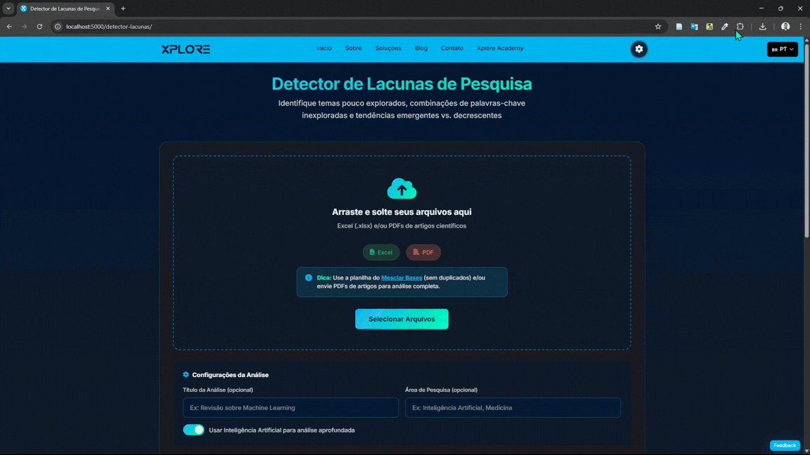 Demonstração da ferramenta Detector de Lacunas